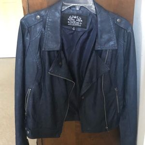 Blanc Noir Navy Leather Jacket